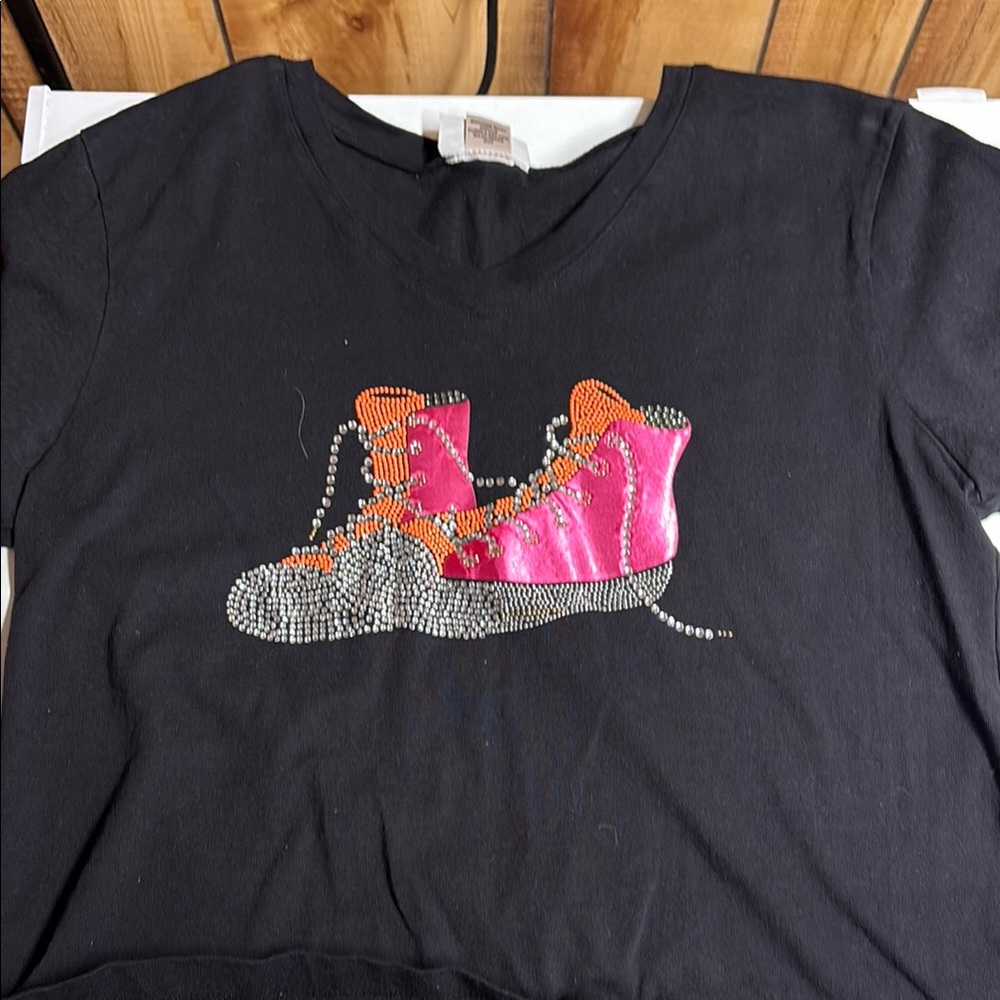 Vibrant Pink and Orange Crop Top with Sneaker Design